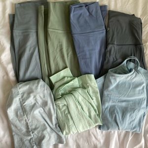 Lululemon blues bundle of top and leggings (long sleeve or align tank)
